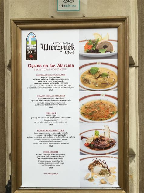 wierzynek menu ceny|Restauracja Wierzynek